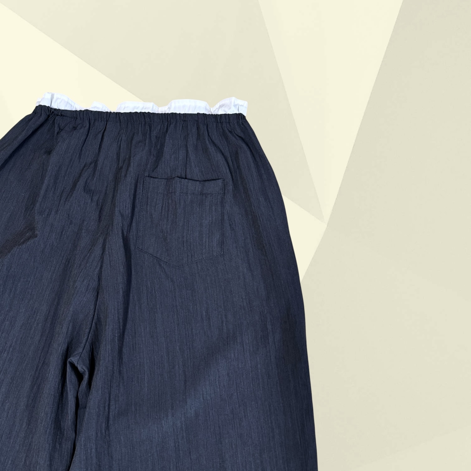 221194 撞色風褸料長褲