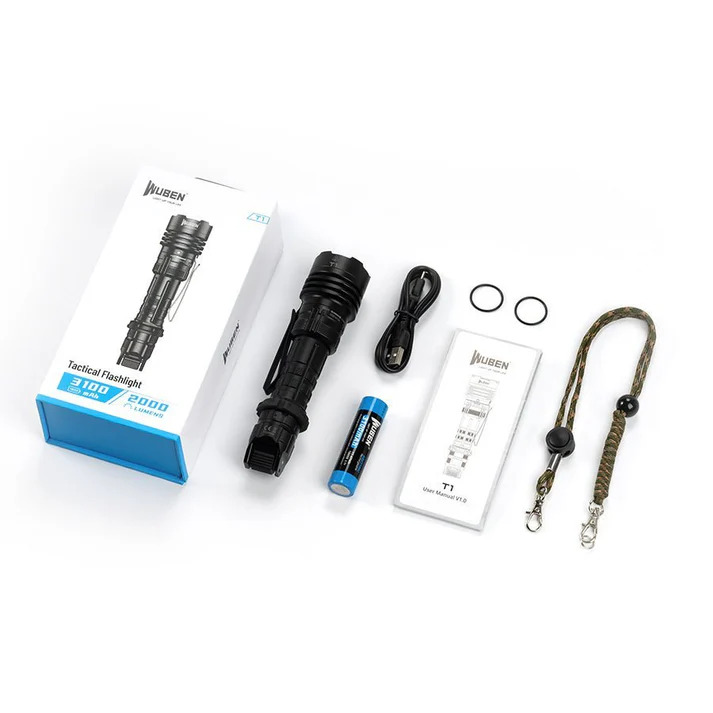 WUBEN T1 戰術 EDC 露營手電筒 - 2000 流明