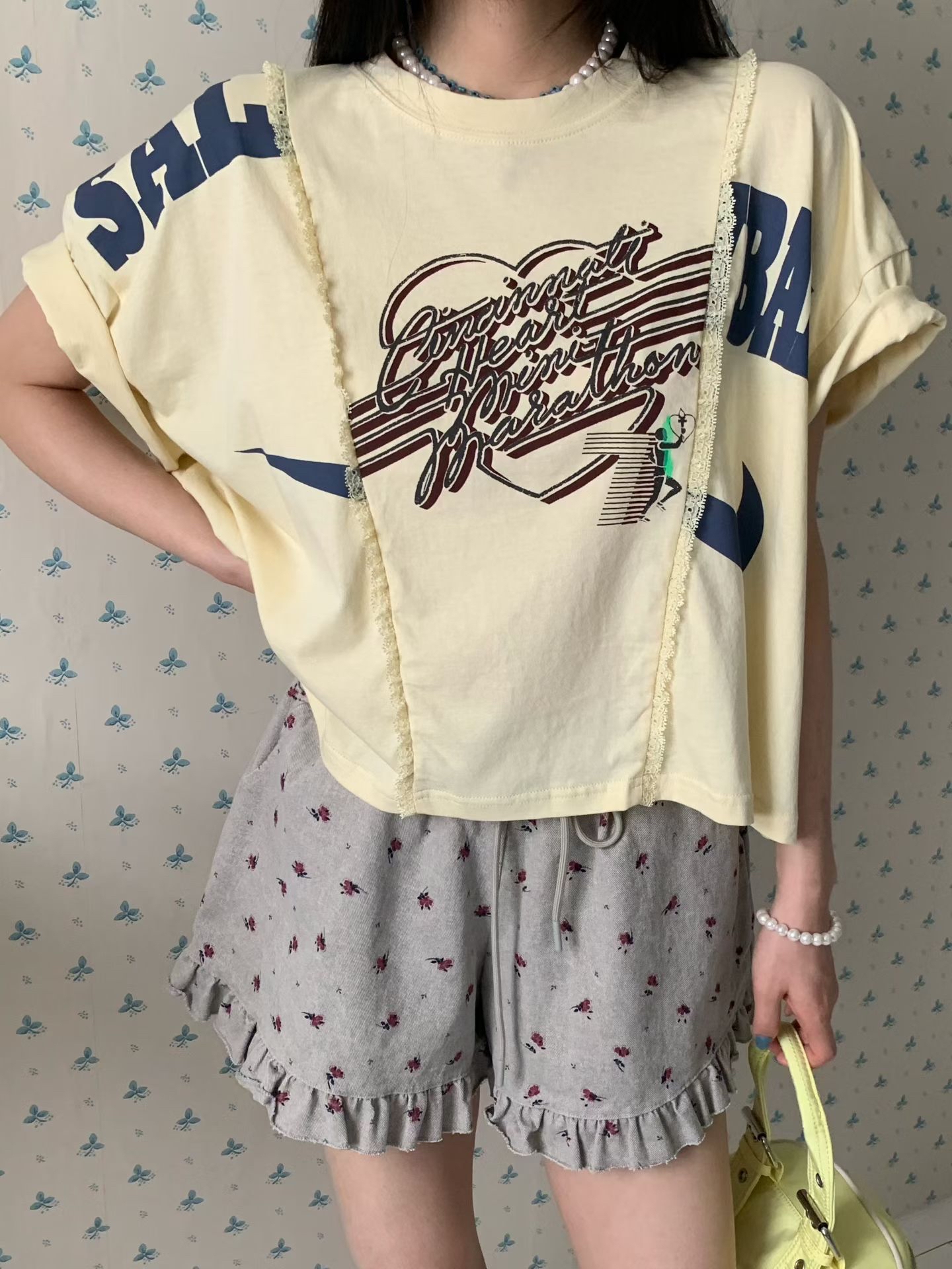 拼lace 邊Tee