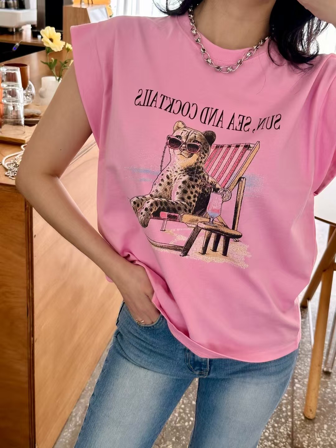 🇰🇷K5583 cotton印卡通膊短袖tee