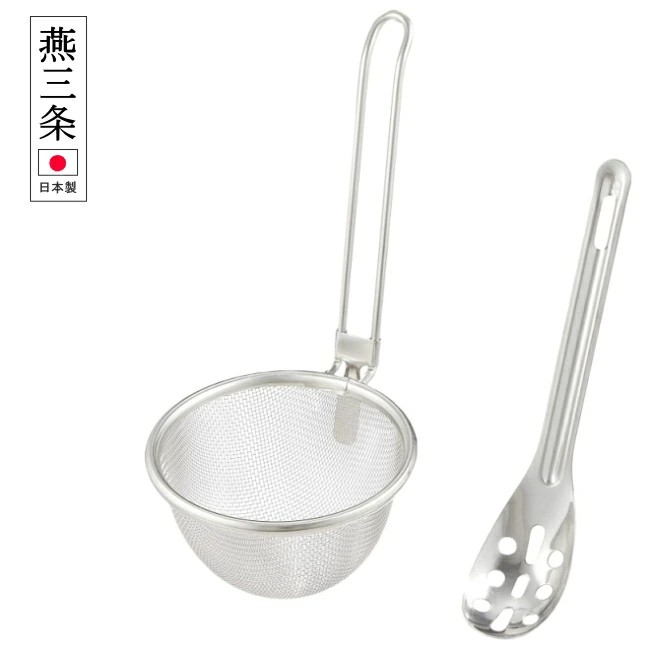 🔥🔥【日本製《THREE SNOW》燕三条不鏽鋼味噌過濾網連多孔湯勺套裝】