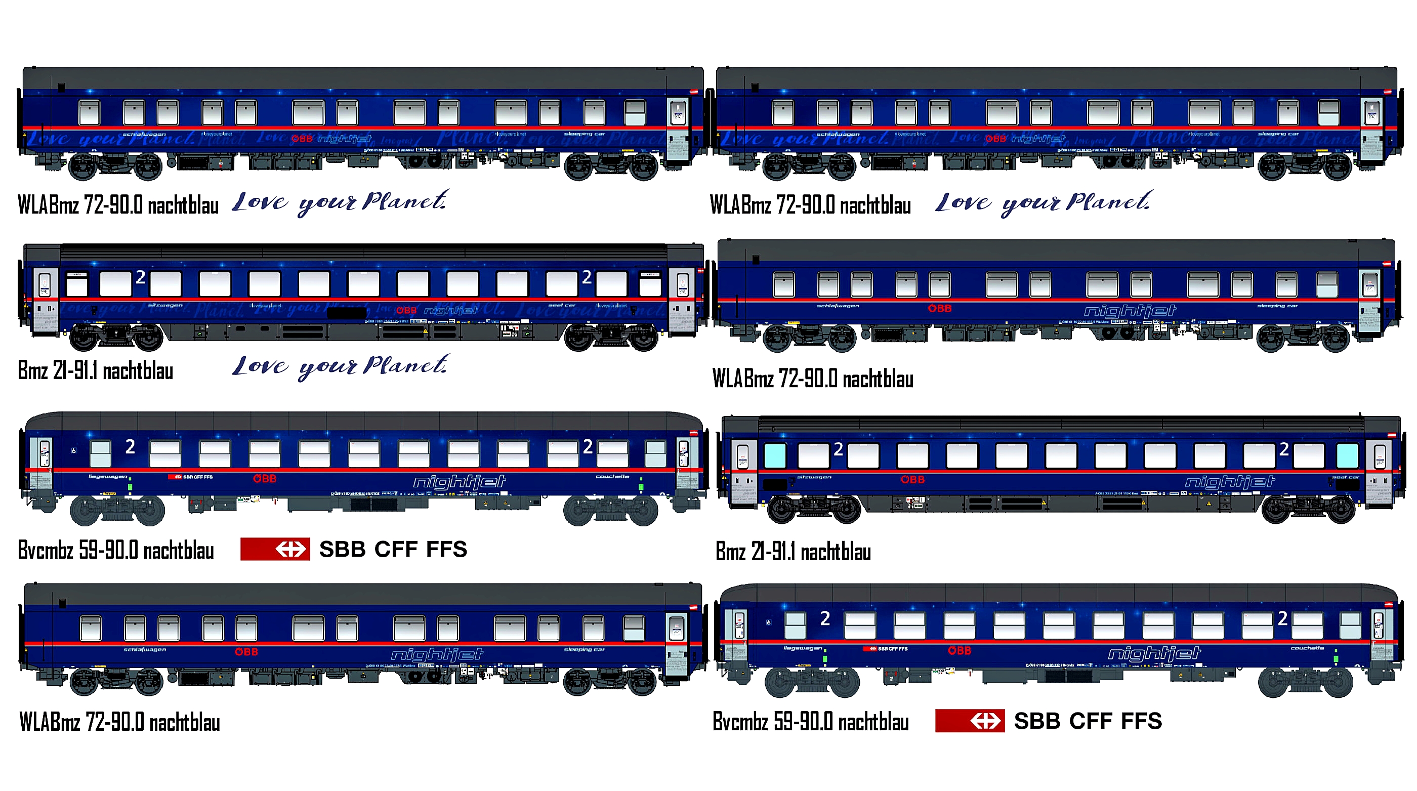 LS models NightJet 8pcs box set (Love your planet ÖBB and SBB grouping) N 1:160