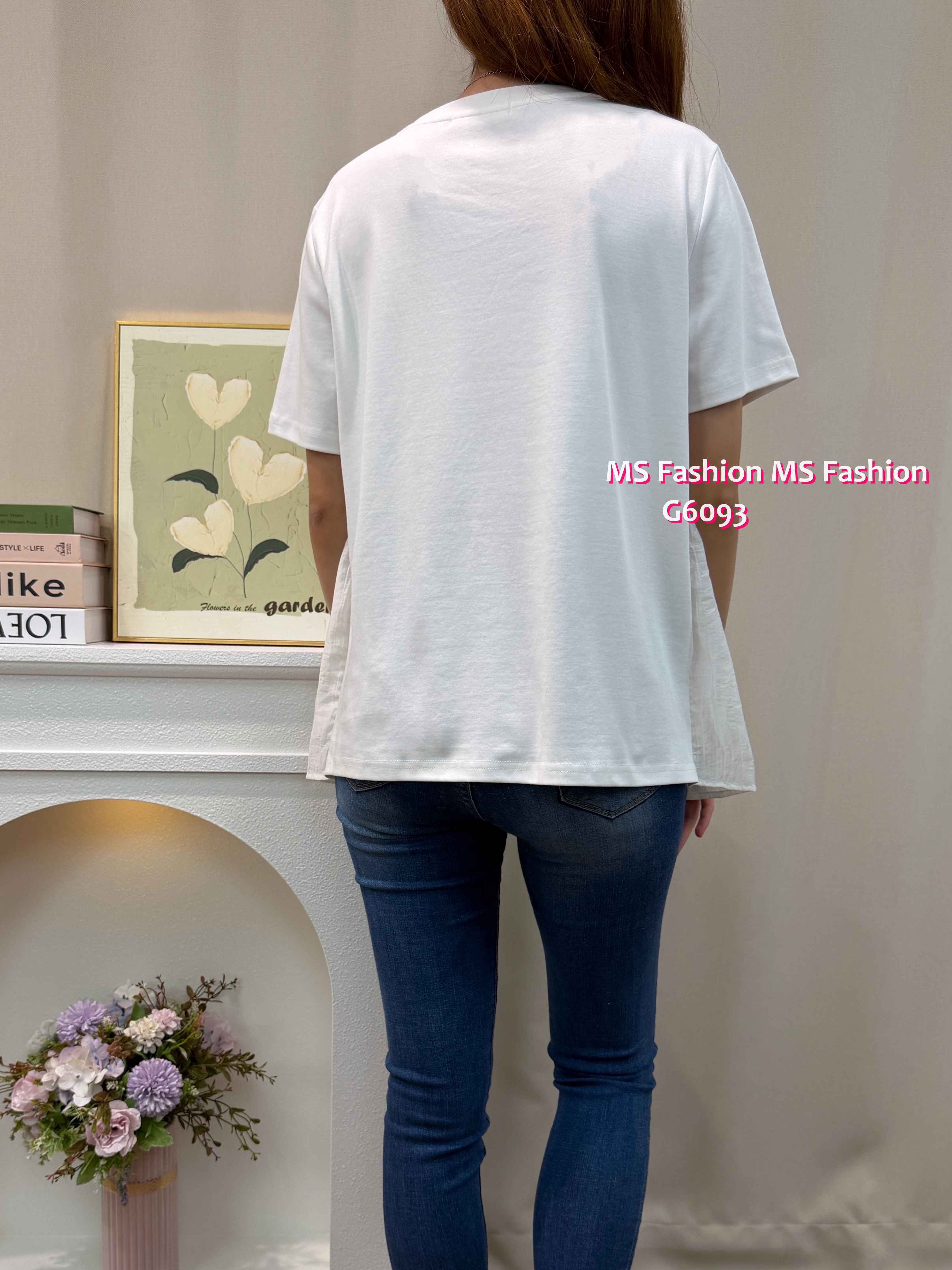 G6093 韓國🇰🇷淨色娃娃拼布top