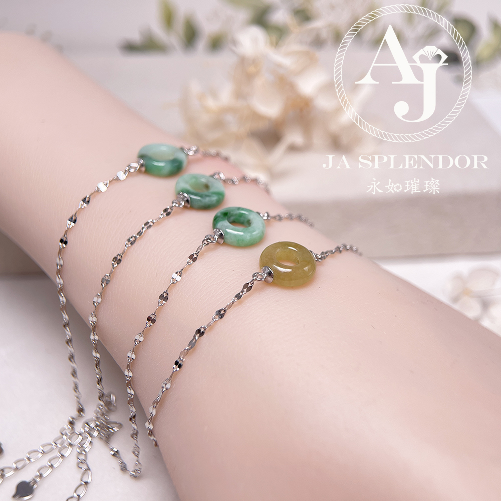D-36 天然翡翠A玉 薄荷糖系列純銀手鏈