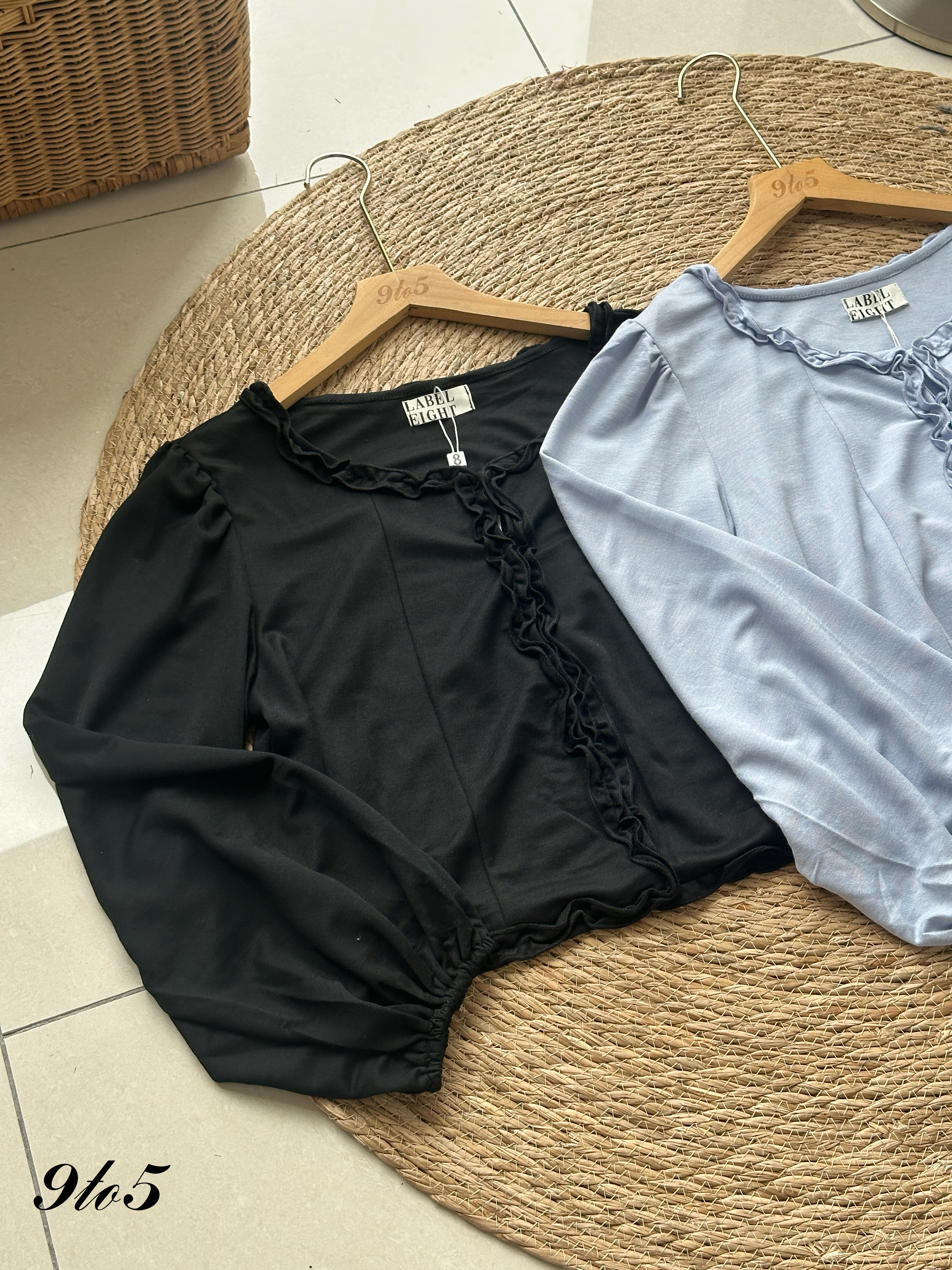 T4114 Long Sleeve Ruffle Blouse - 3 Colors 