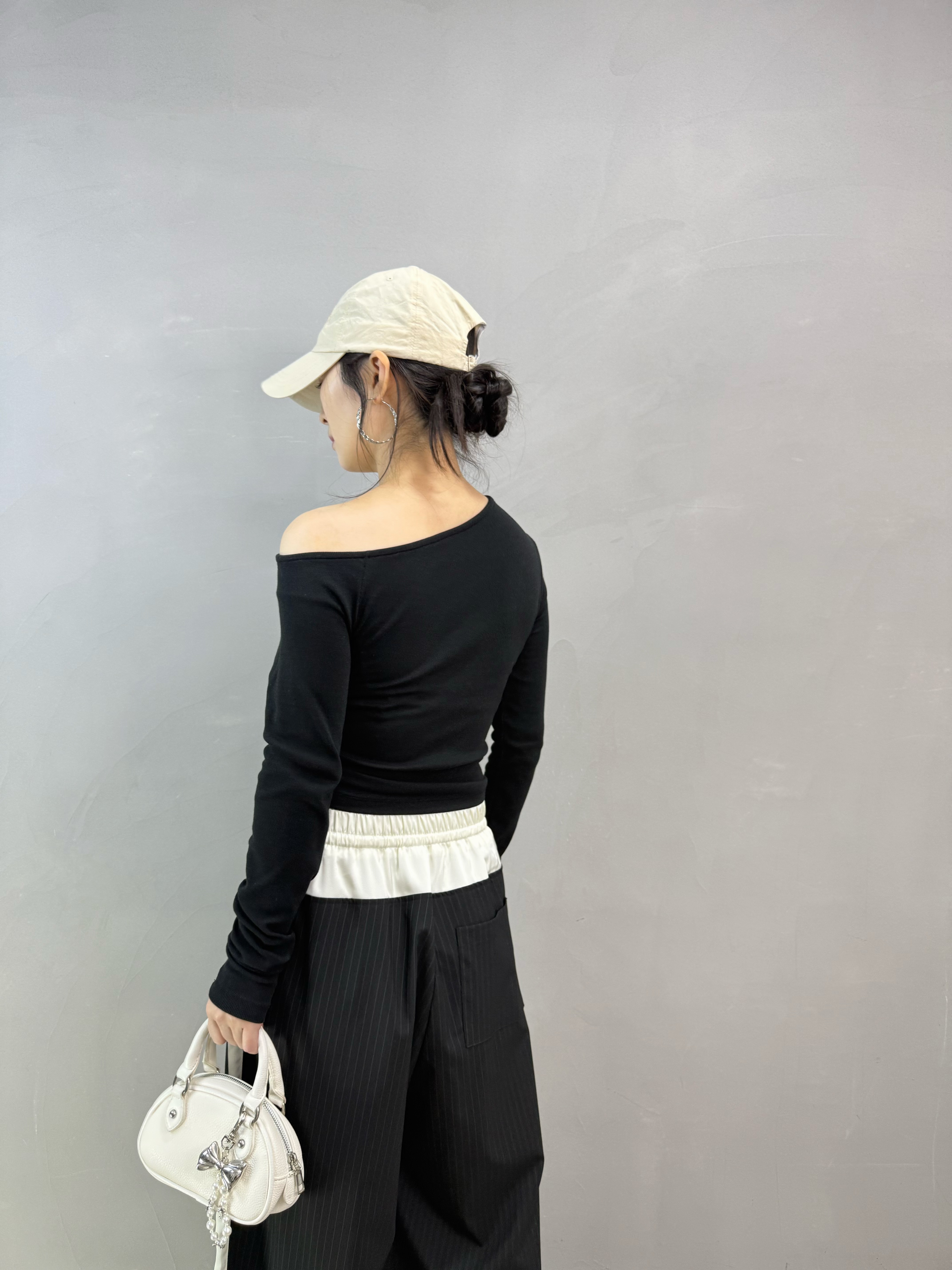 C11 假兩件單邊露膊Tee