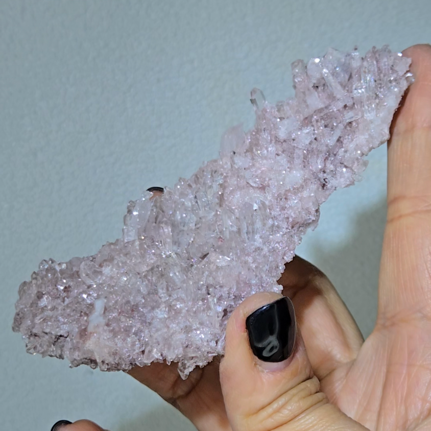 Pink Lemurian quartz cluster with crystals on both sides - LQ519