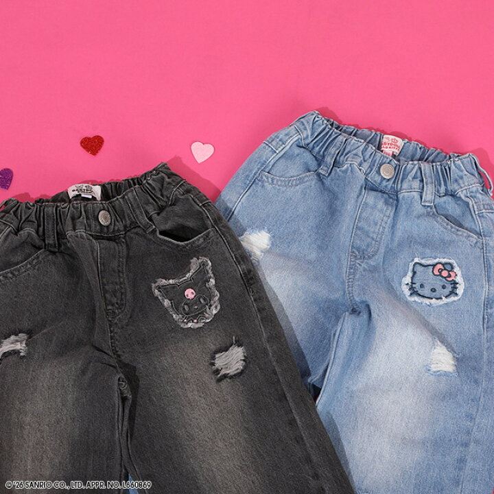 🇯🇵預訂 日本直送🇯🇵Babydoll x Sanrio系列兩色人物刺繡貼花闊腳牛仔褲