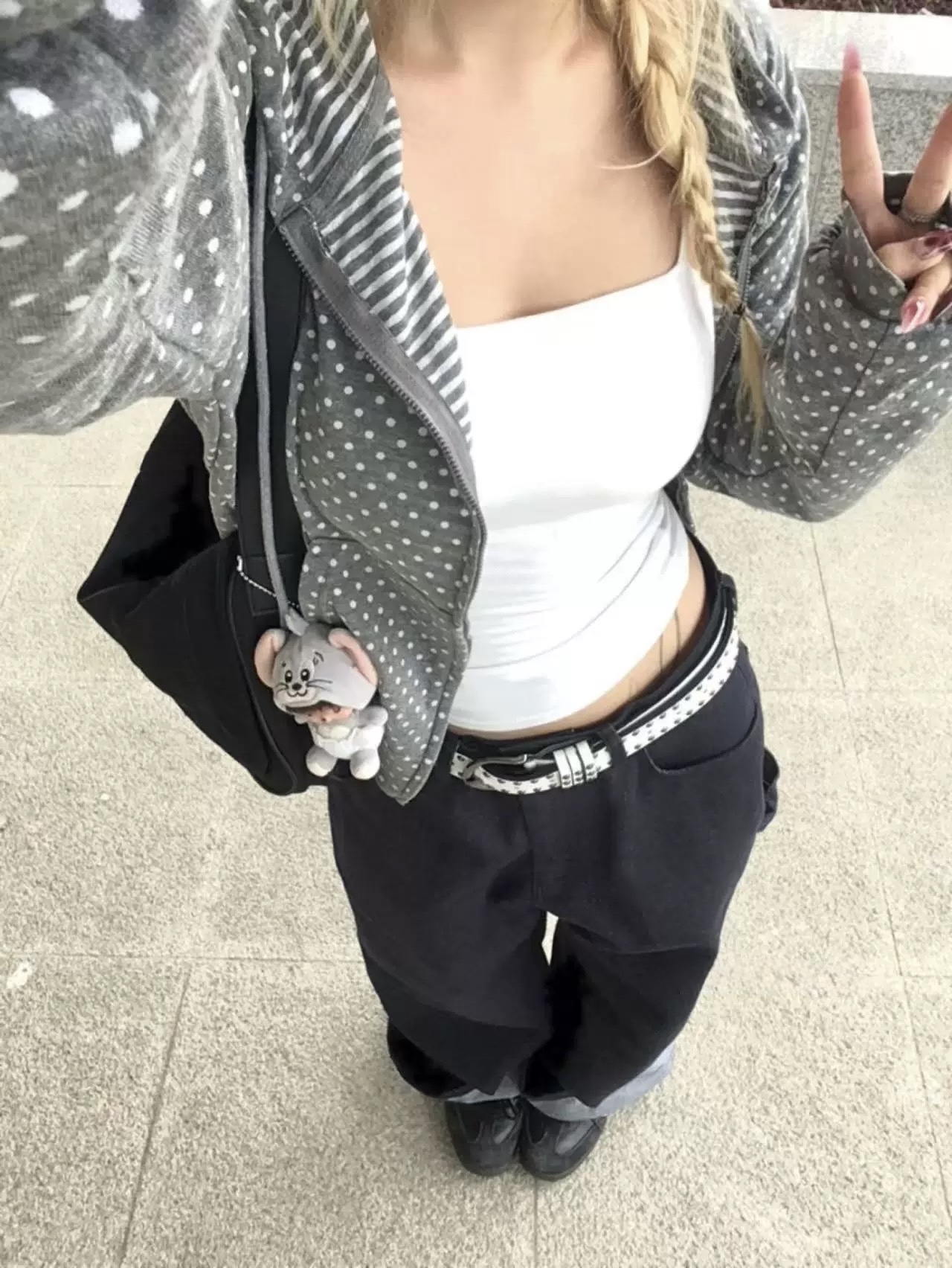 已售罄❌韓國波點間條雙面圖案jacket 