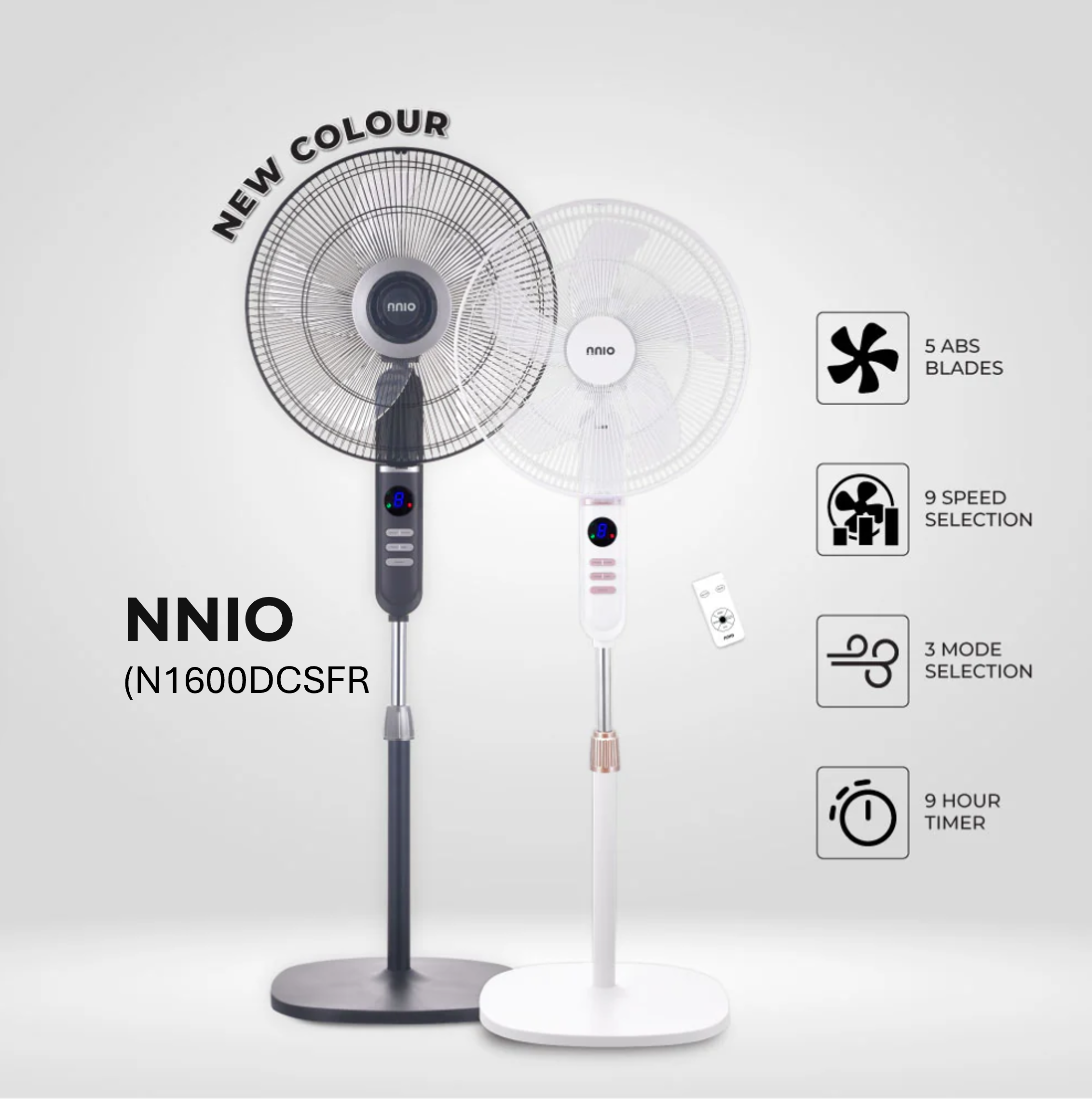 16" BLDC Motor Stand Fan with Remote Control, 9 Speed, 3 Mode (N1600DCSFR)