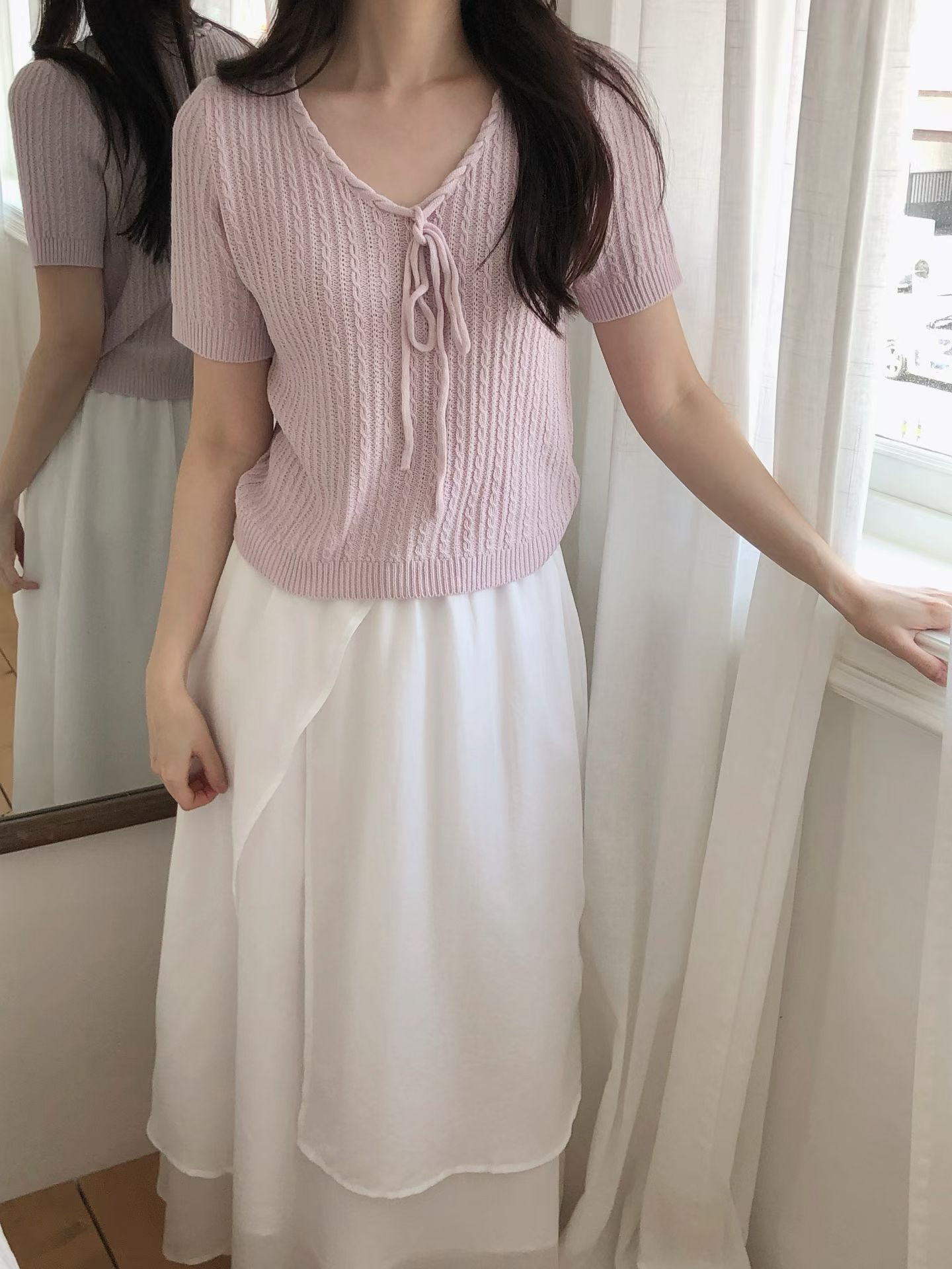 HA24 麻花綁蝴蝶針織Top 