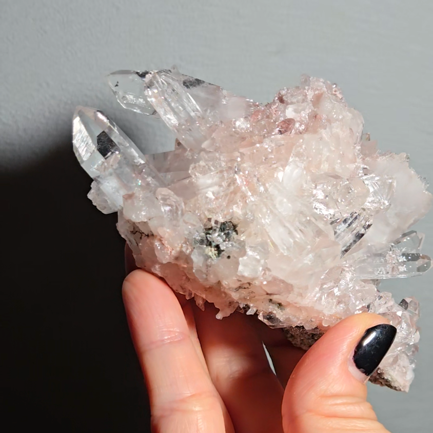 Extra pink Pink Lemurian quartz cluster from Colombia - LQ183