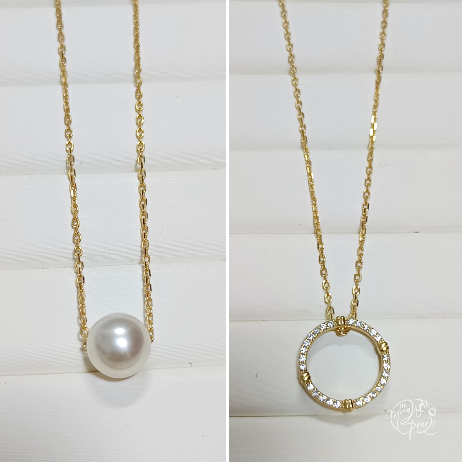 正圓極強光日本akoya 海水珍珠精工s925銀可拆卸三戴款路路通項鍊（含s925銀金色萬能針鍊）