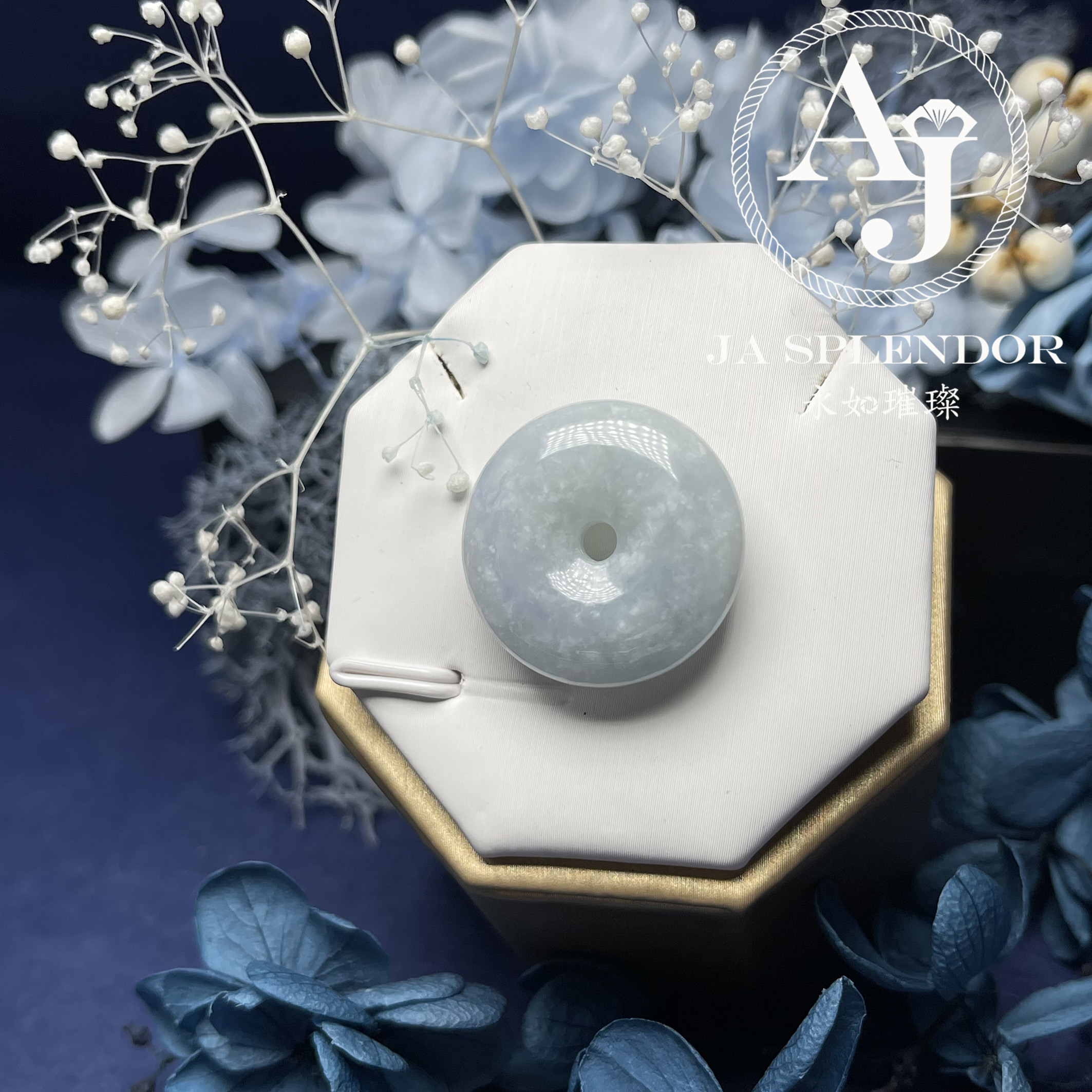 JN-1108,1131 天然翡翠A玉 紫藍色平安扣吊墜