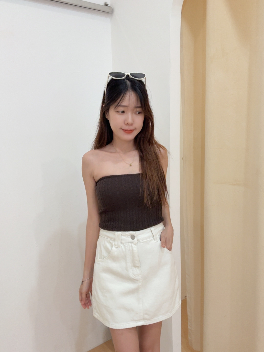 麻花平口抹胸修身背心 R2969