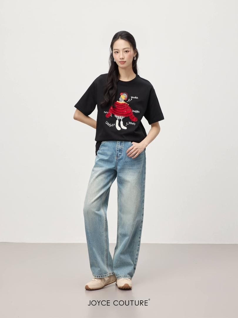 宽松绣鸭上衣 T0064