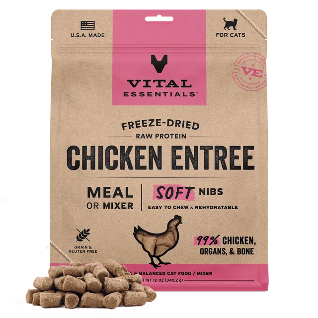 Vital Essentials 凍乾脫水生肉 貓主糧肉粒（雞肉味）12 Oz