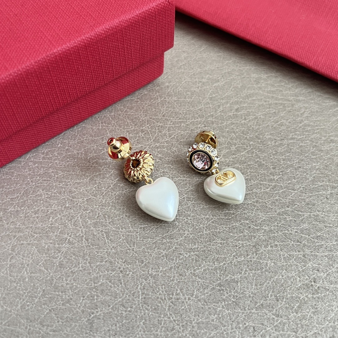 【原單】Valentino 心形吊飾珍珠耳環 - 禮盒裝