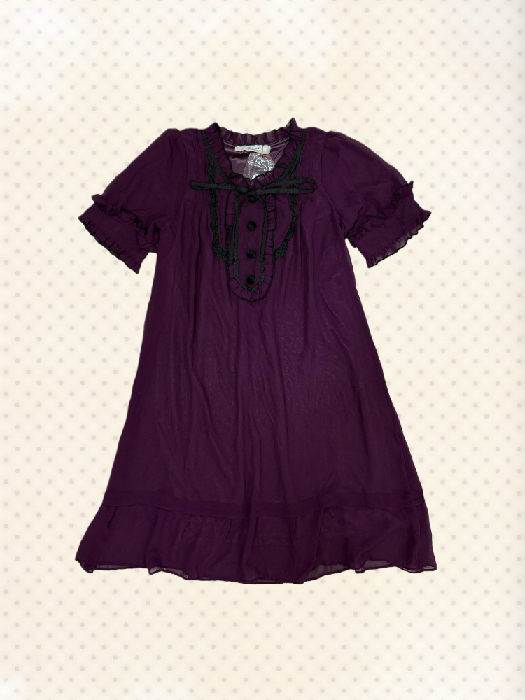 Kawaii Sheer Plum Babydoll Dress