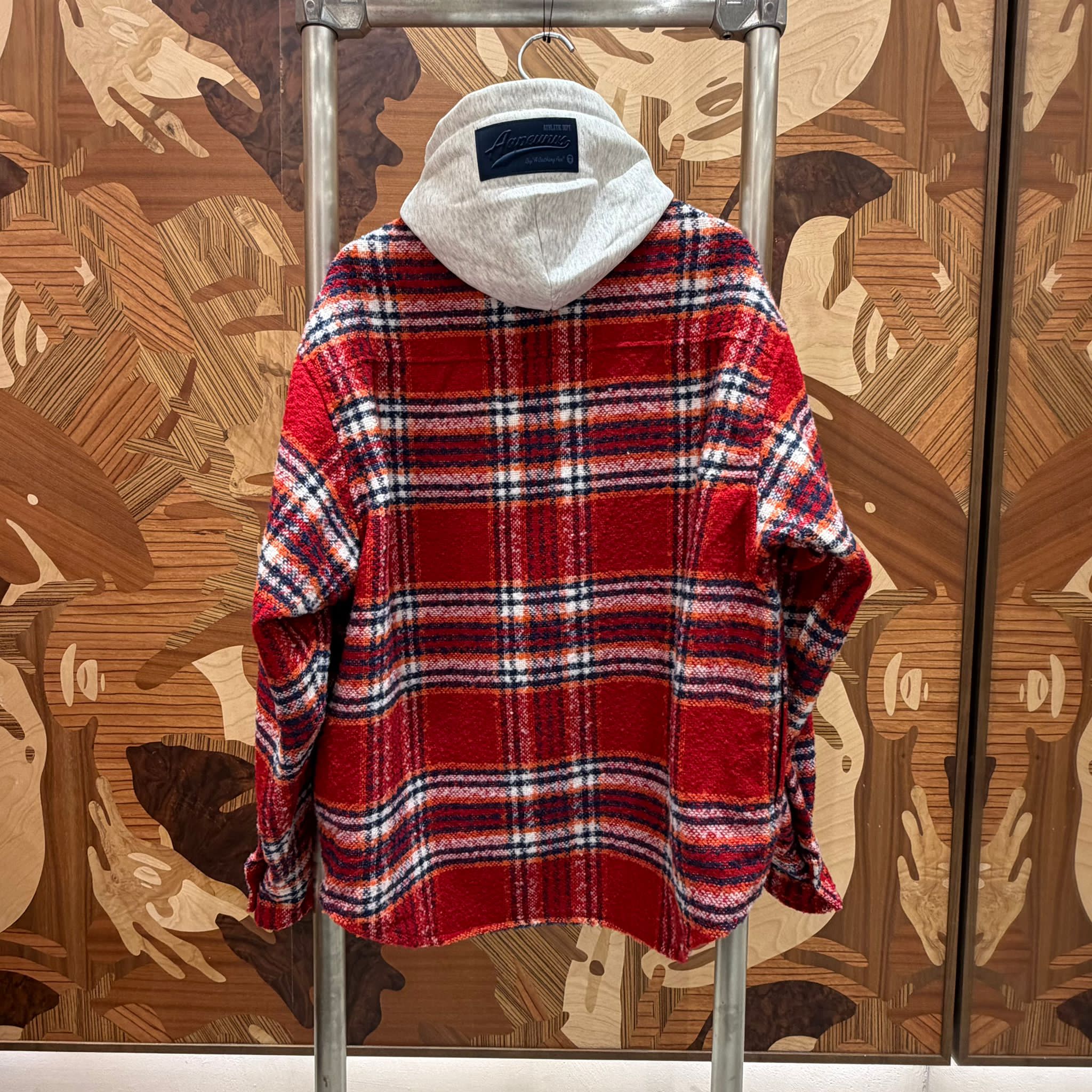 AAPE Hooded checkered long sleeve shirt (8549)