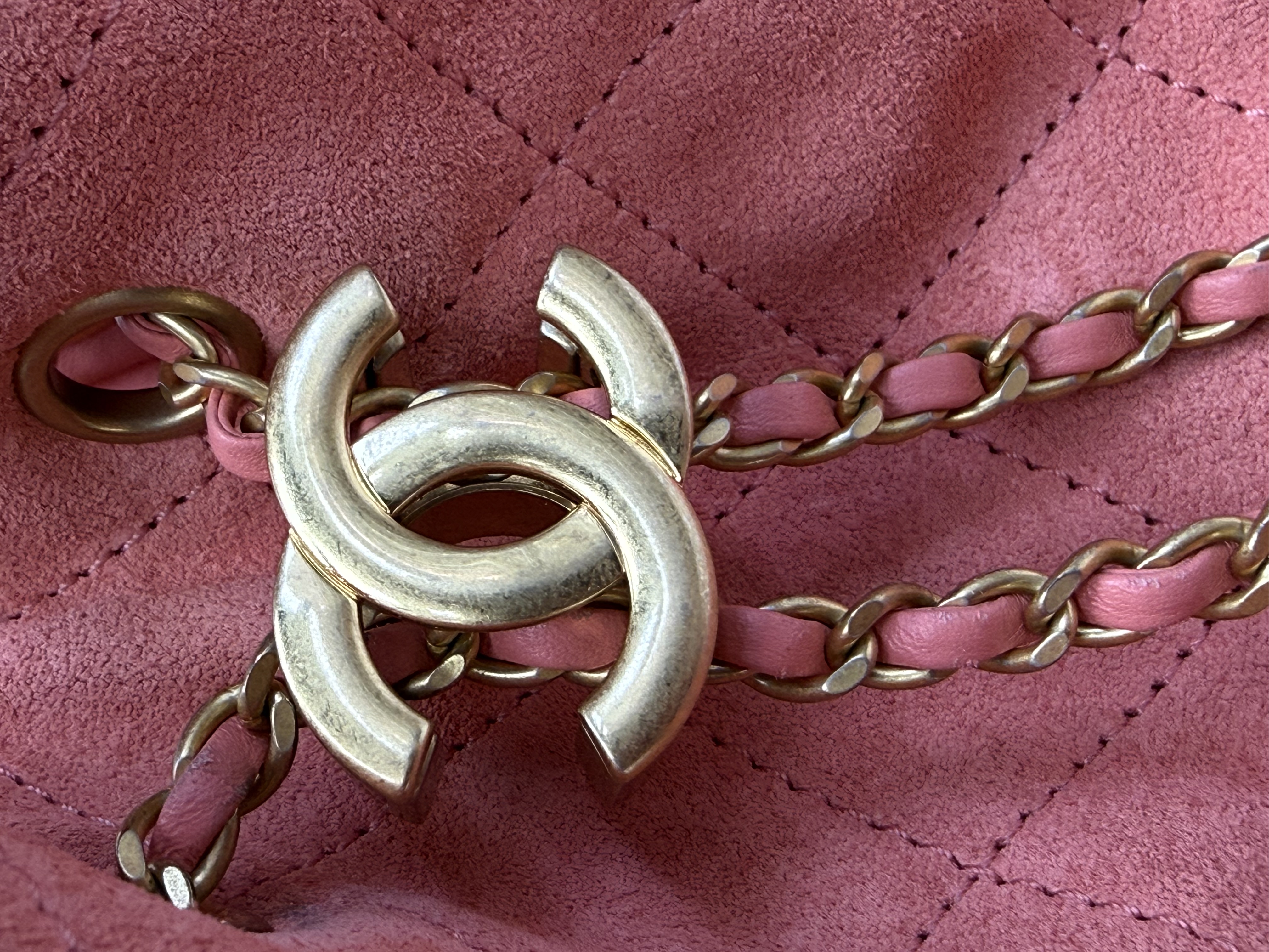 ‼️Full set全套有正單！！Chanel 25bag小號麂皮粉色🩷‼️