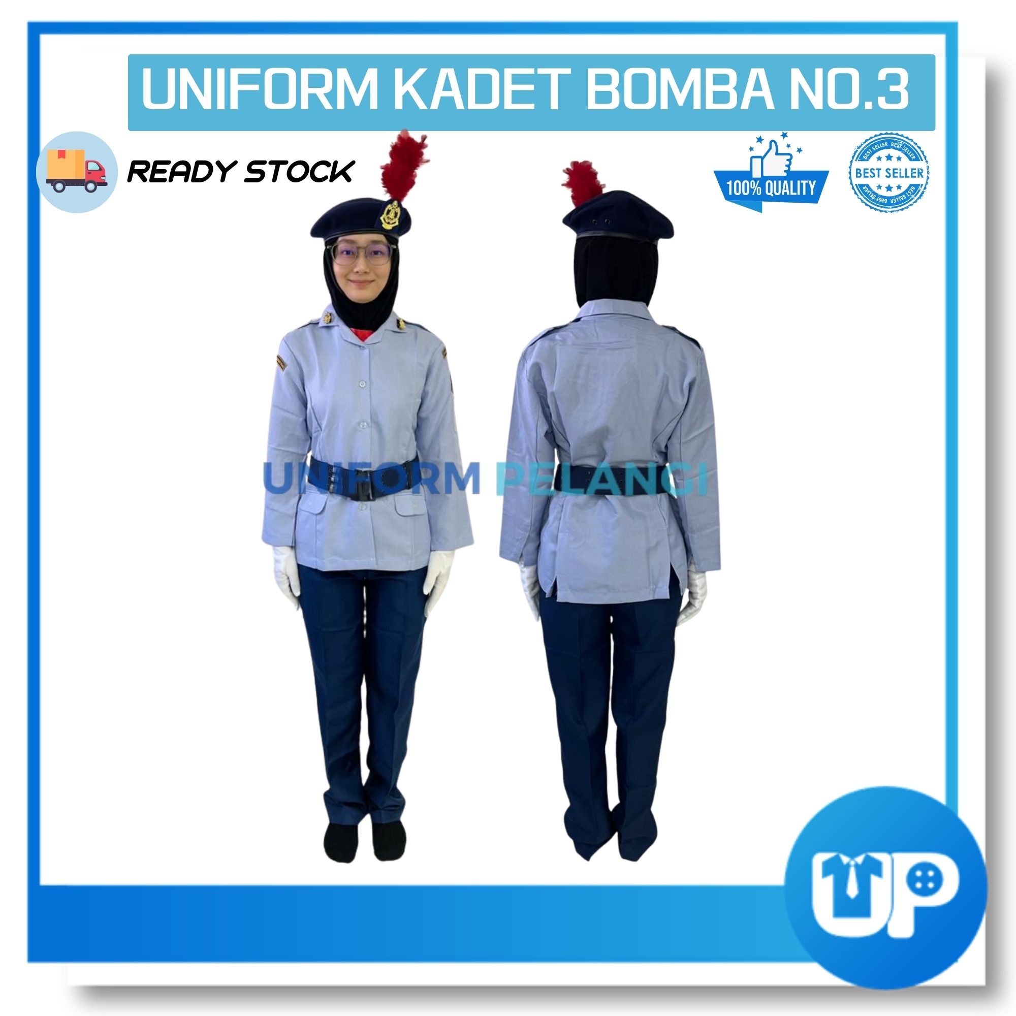Baju Kadet BOMBA NO.3 Biru Lengan Pendek dan Panjang Uniform Seragam Kookurikulum