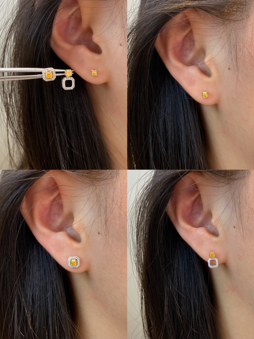 18K Yellow Diamond Earrings 