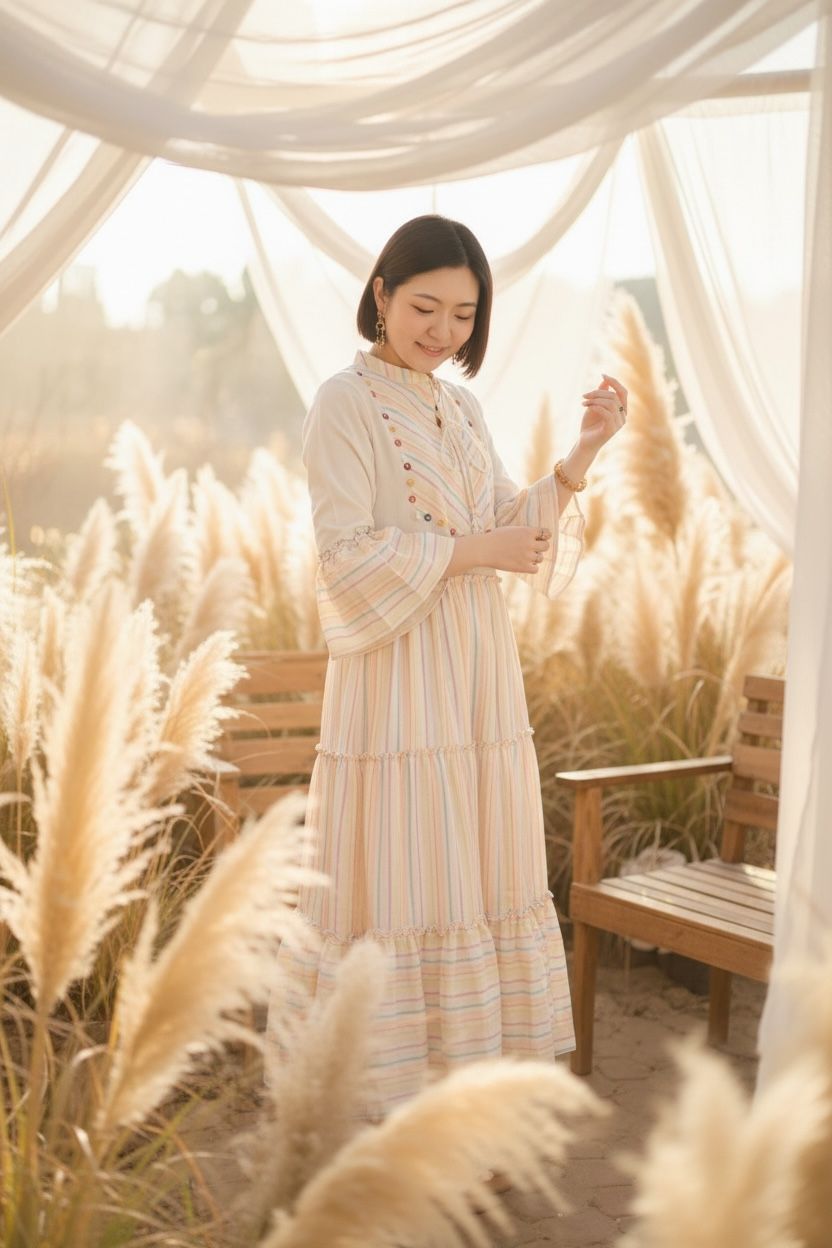 2024 Macaron Candy Bell-Shaped Sleeve Cotton OP