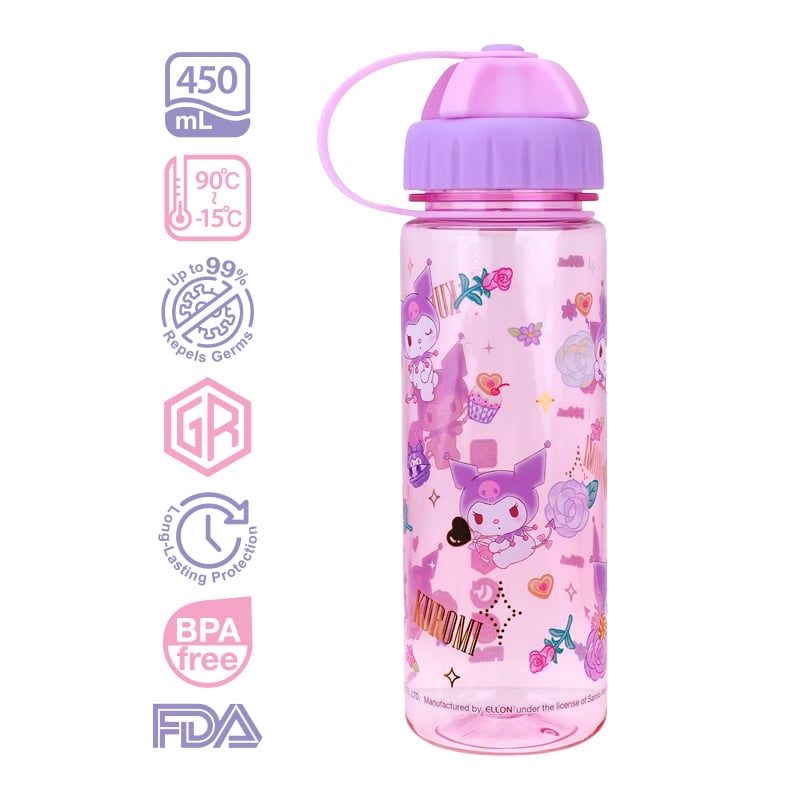 Kuromi 450ml BPA Free Water Bottle w/ 2 Openings Lid 膠水樽 (2開口設計)
