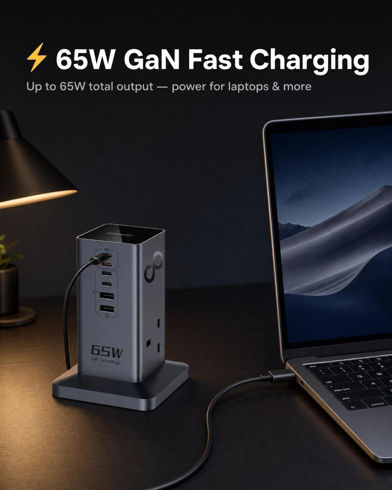 Connecty Just Tower+ 65w 8合1 2AC+6USB 充電拖板 PS106D [預計8月中出貨]