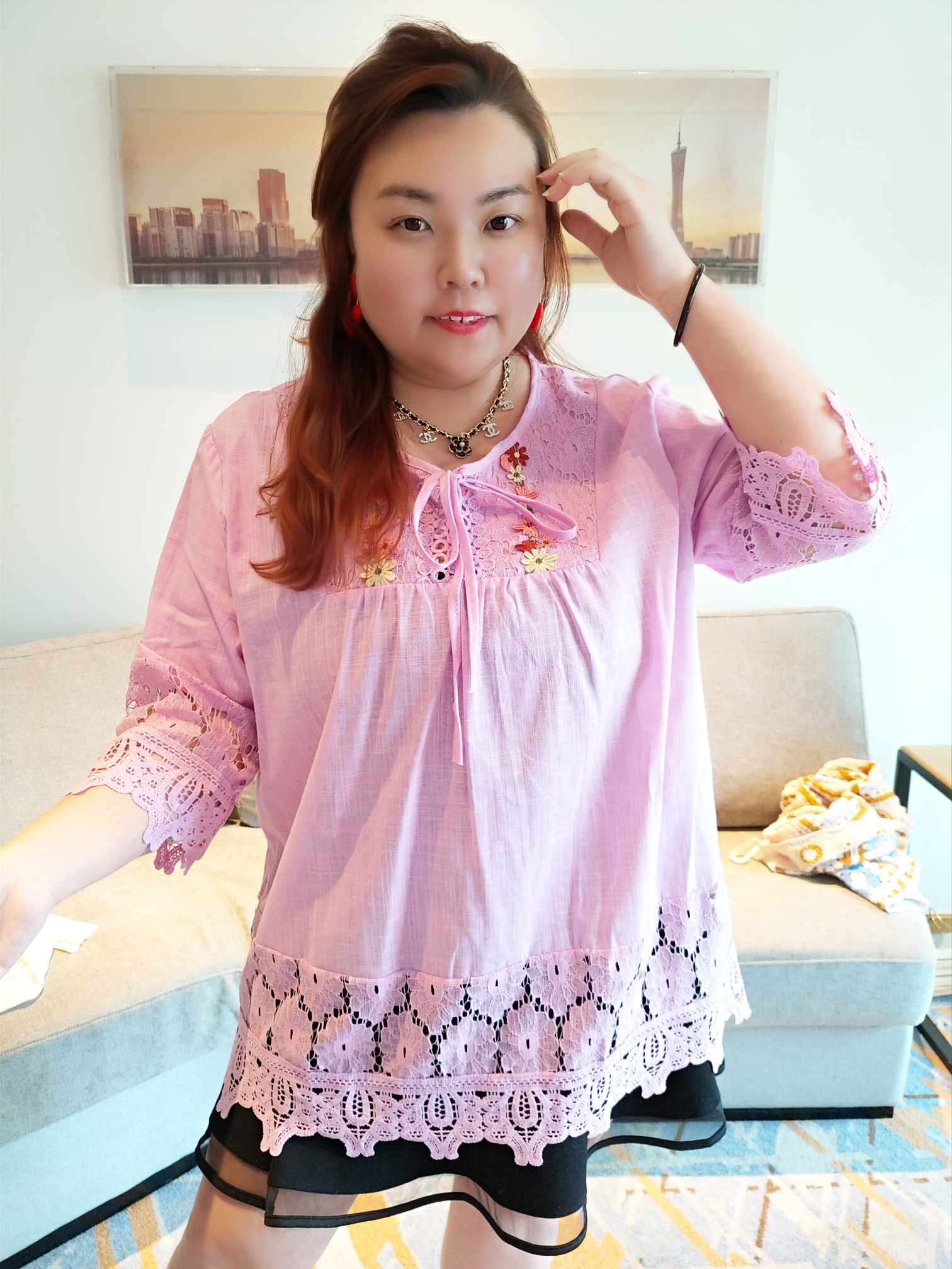 YCG08 8865 波希米亚刺绣蕾丝镂空上衣