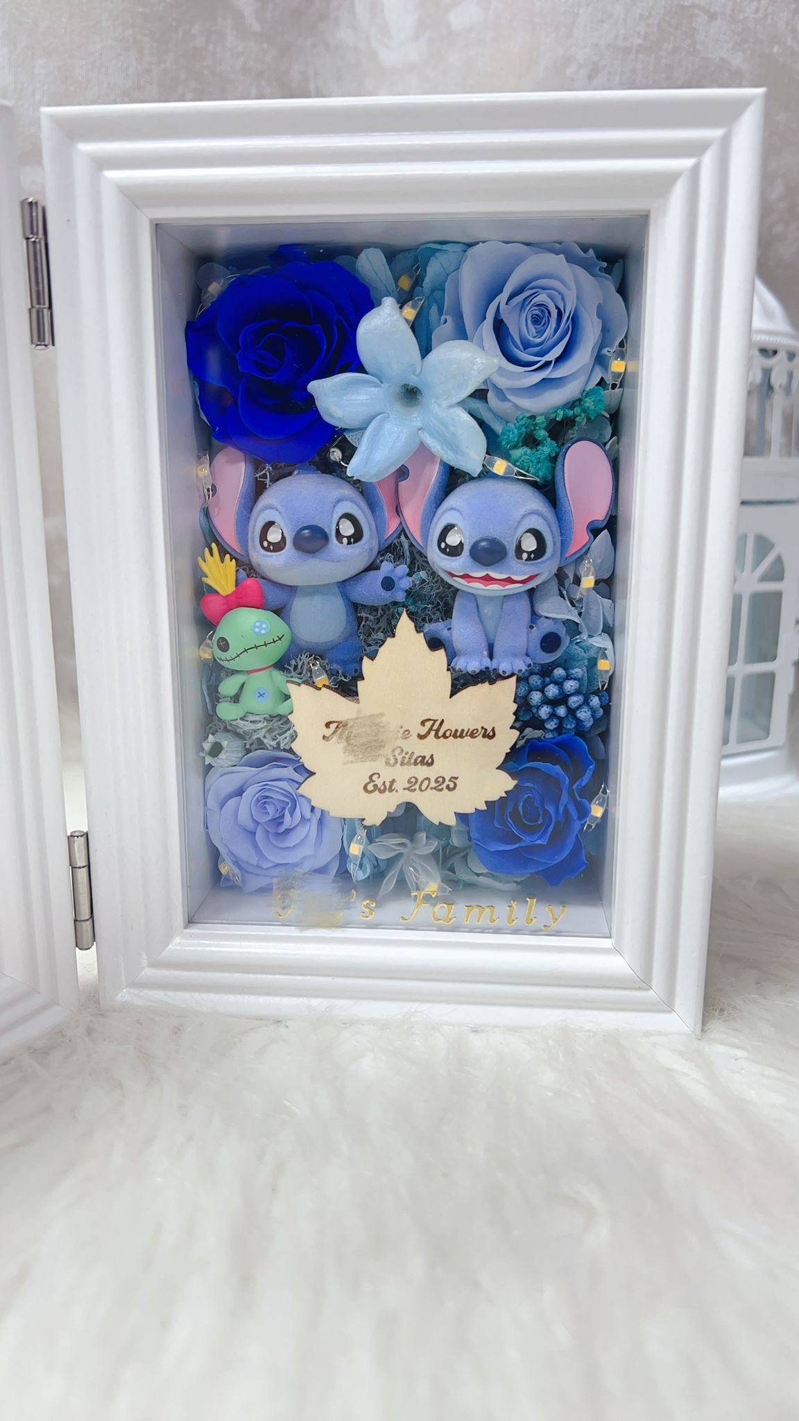 史迪仔仔藍玫瑰永生花4R相架