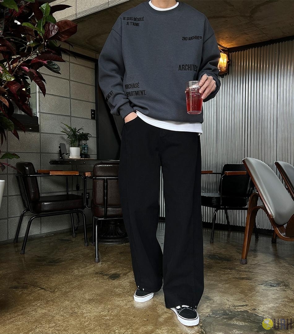 【100%保證韓國直送】側邊壓褶鈕扣造型寬版水洗牛仔長褲 [2 color] RG165836