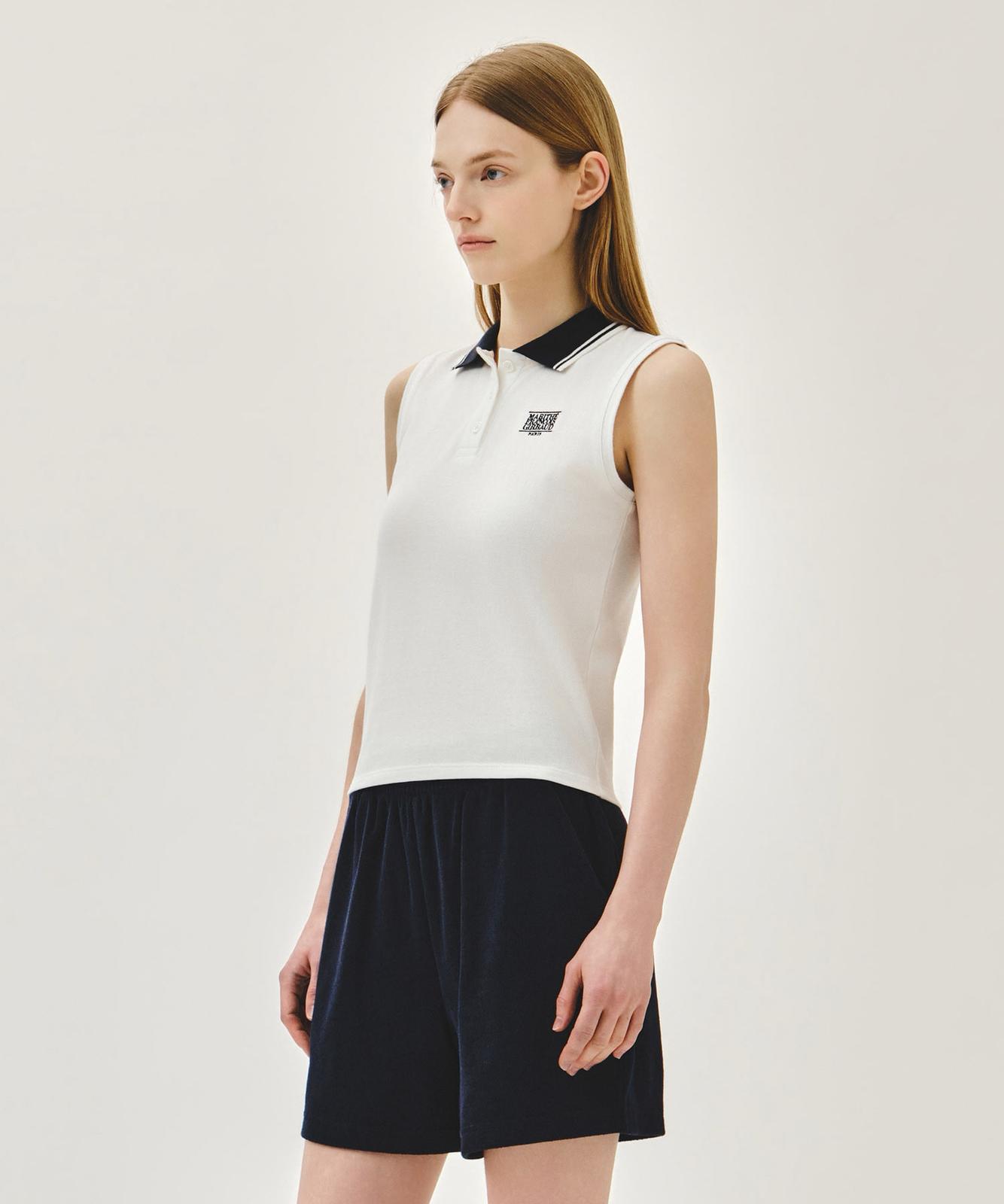 <預訂>🇰🇷MARITHE☆W SMALL CLASSIC LOGO PK COLLAR SLEEVELESS 到貨日:12-18日