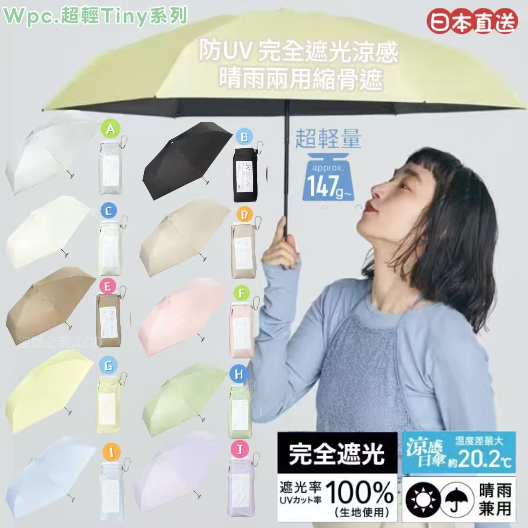 日本 Wpc. 超輕 Tiny 系列  防UV 完全遮光涼感 晴雨兩用縮骨遮
