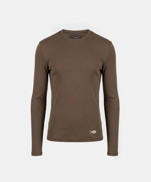 BS Cotton Jersey Fitted Long Sleeve T-Shirt - Brown