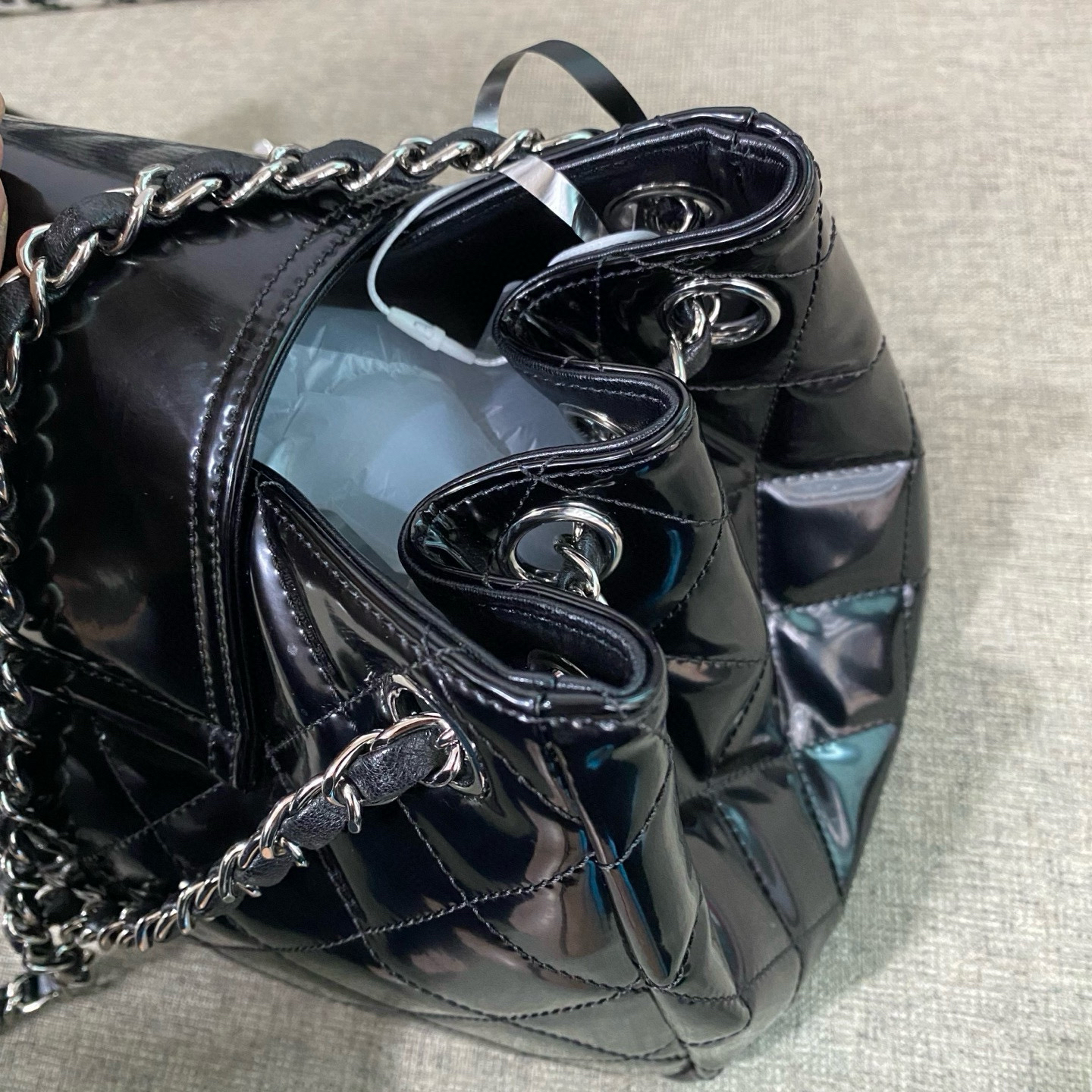 【預訂貨品】chanel黑銀2.55漆皮腋下包👜14開