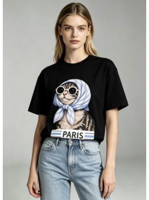[訂購］M057 Blue Bandana Cat Tee