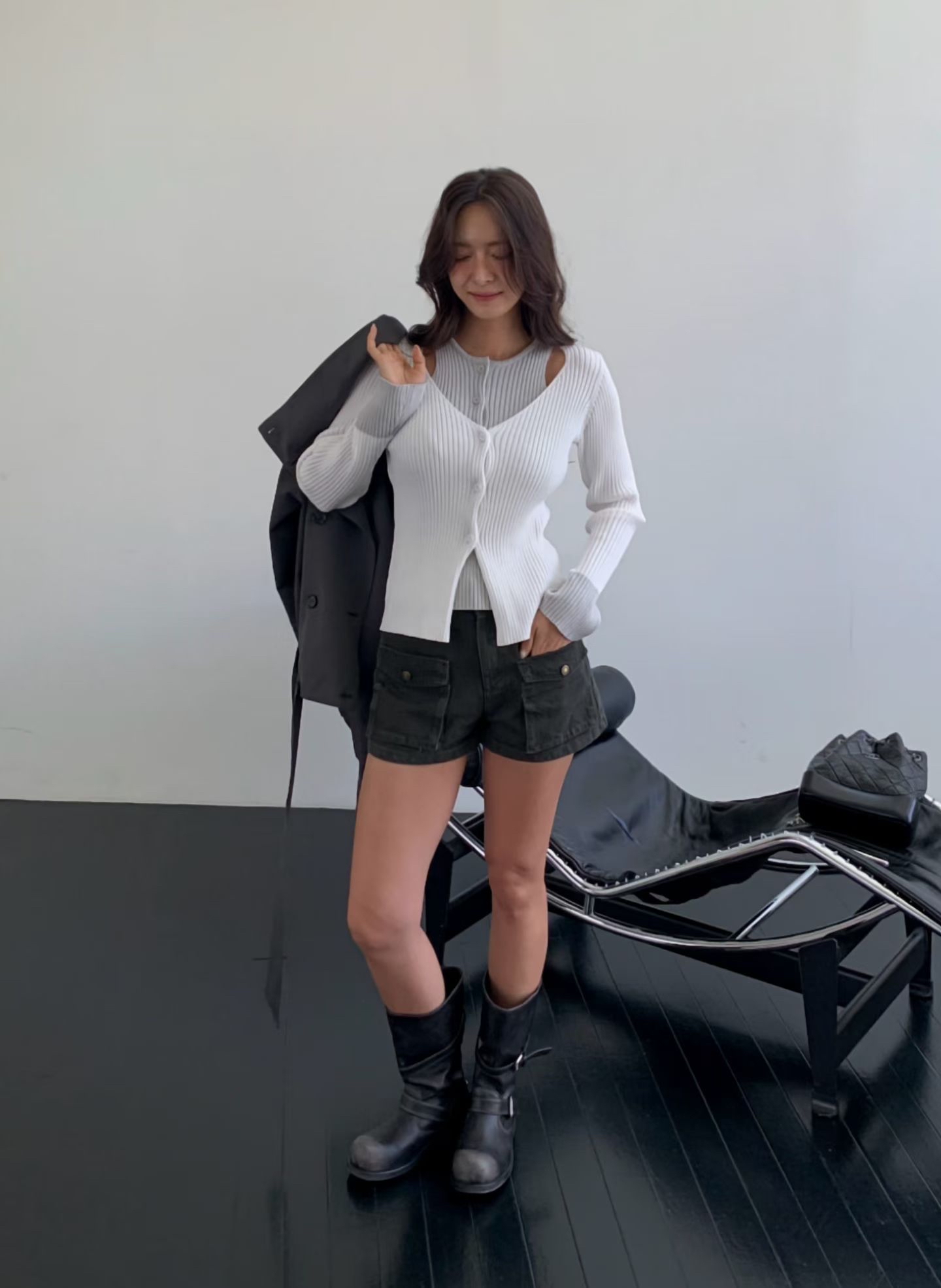 221515 拼色假兩件線top