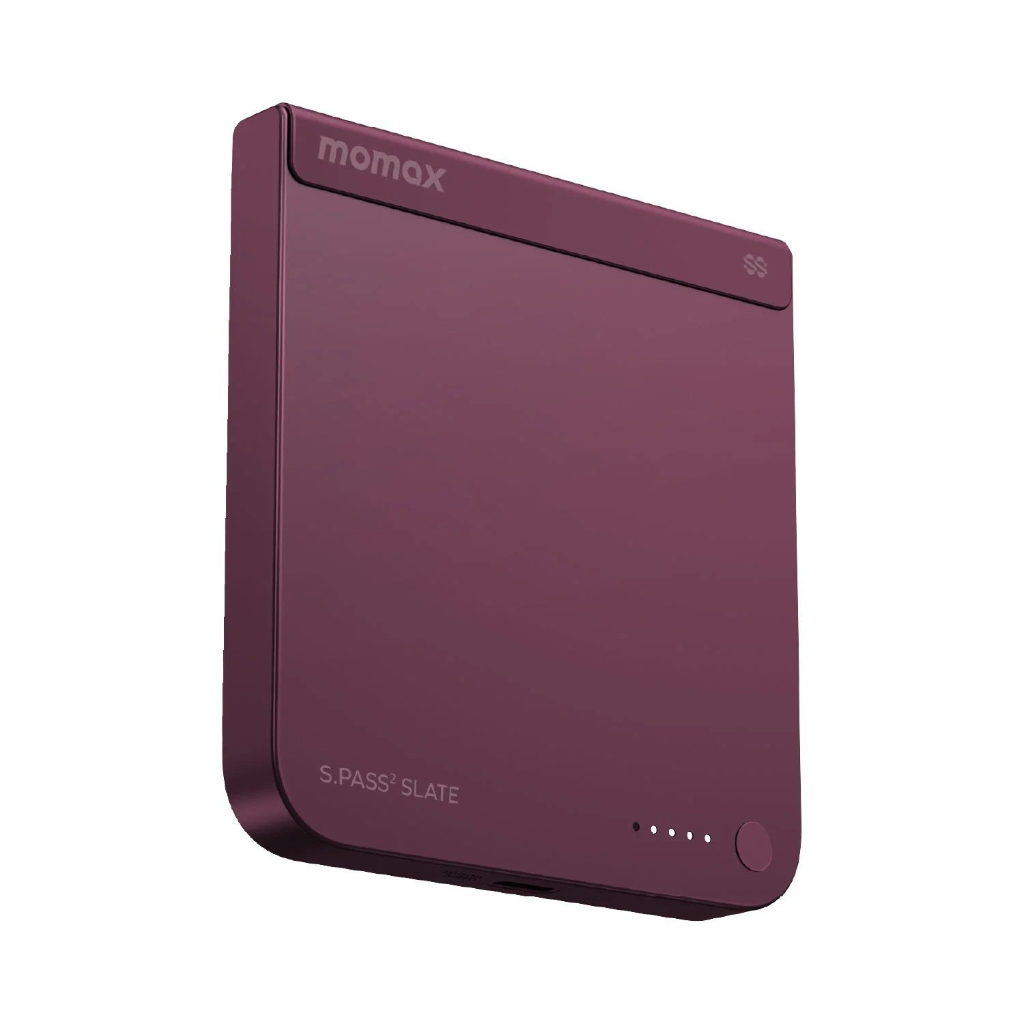 MOMAX 1‑Power S.Pass² Slate 5000mAh 半固態磁吸流動電源 IP188Q2｜iPhone Duo專屬，新國標認證｜Qi2 磁吸無線快充・20W PD 快充・5000mAh 超薄行動電源｜香港行貨