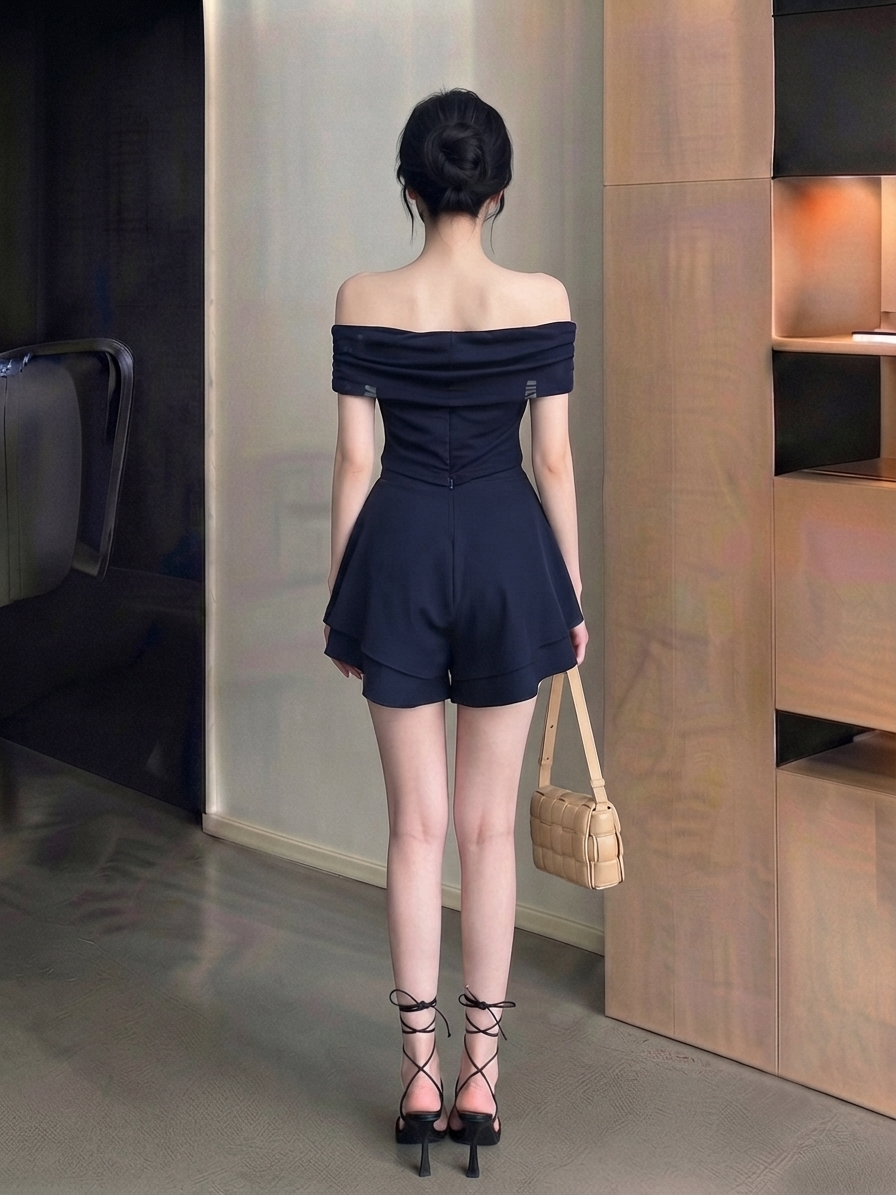 Ruched Off Shoulder Shorts Set M247