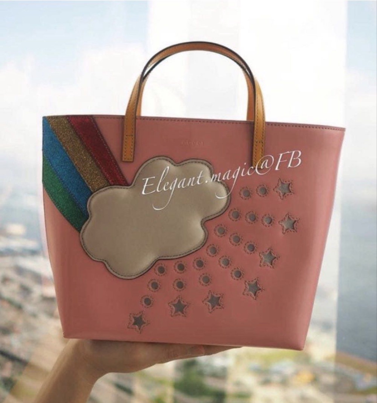 Gucci Kids 粉色雲彩星光手提包