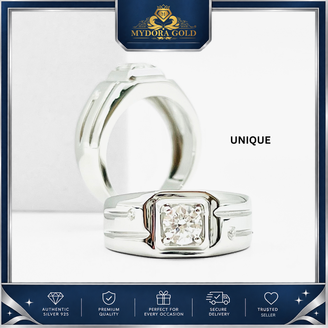 MYDORA 925 Silver Ring - Cincin Regal Edge Collection