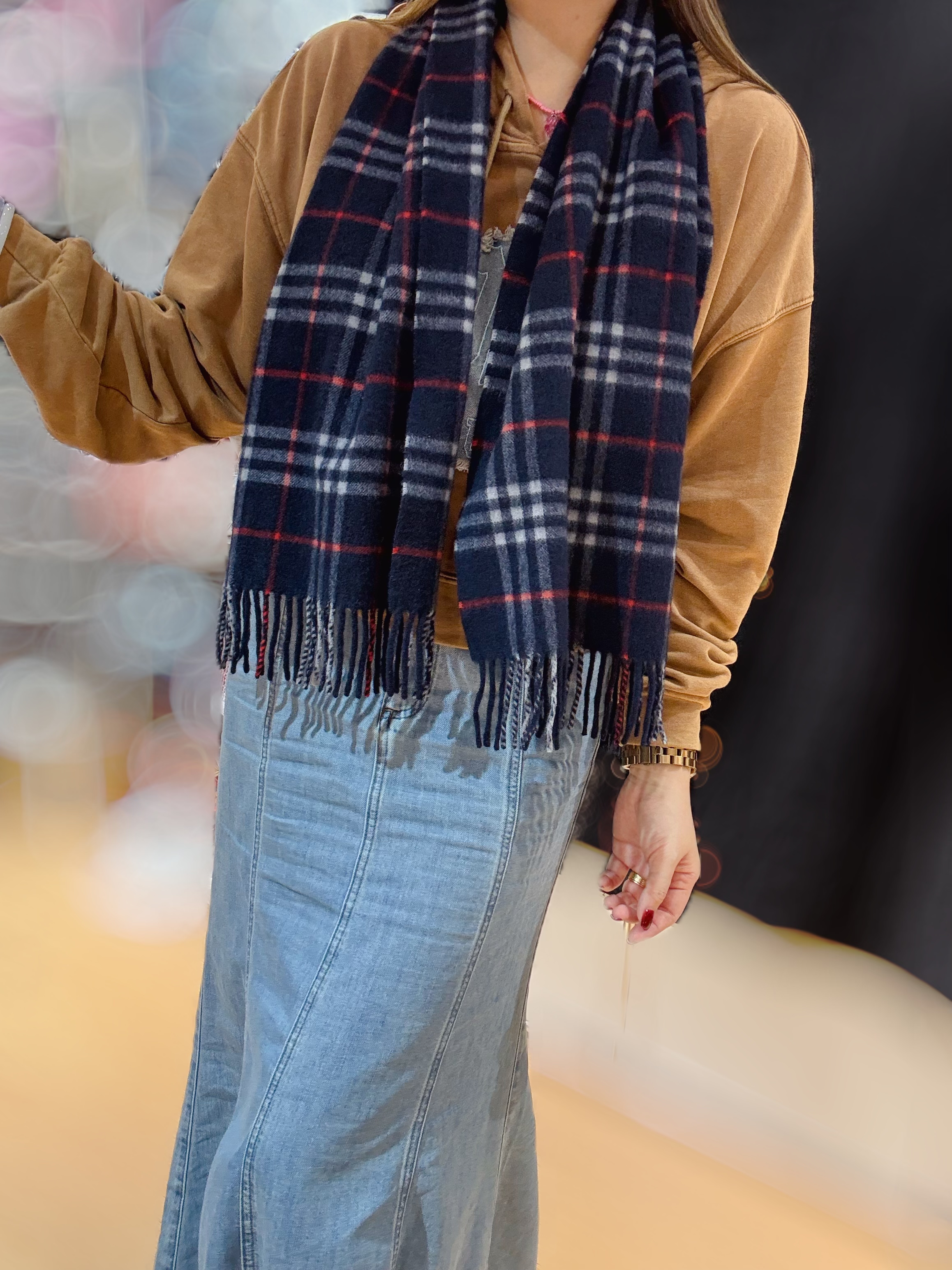 Burberry scarf short/check/navy