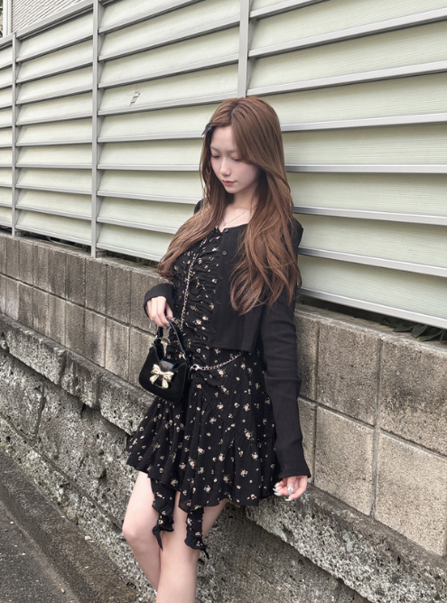 韓國女團ILLIT同款~碎花抽繩吊帶連身裙