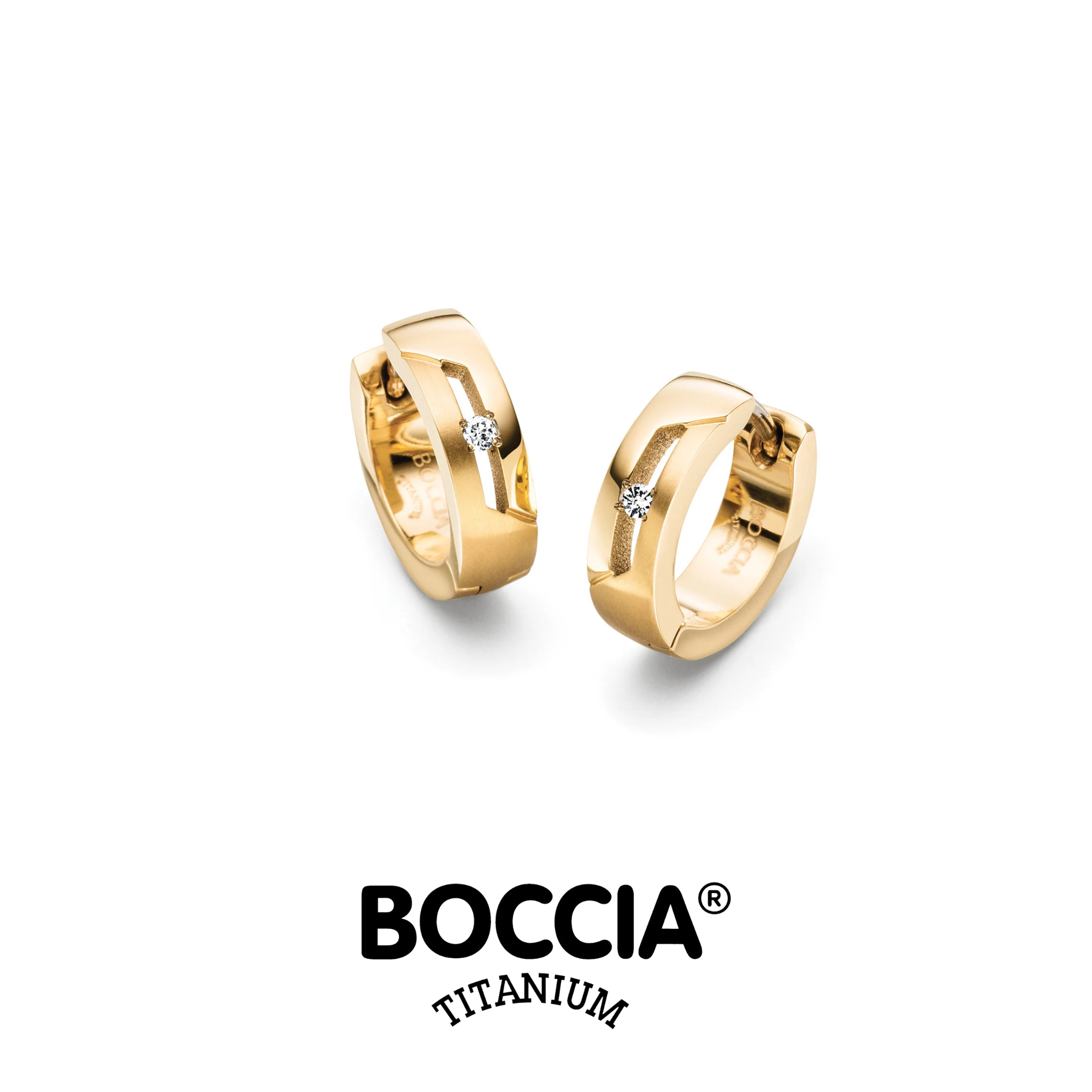 Boccia Titanium 05045-05 鈦金屬 / 鍍金 / 鑽石耳環