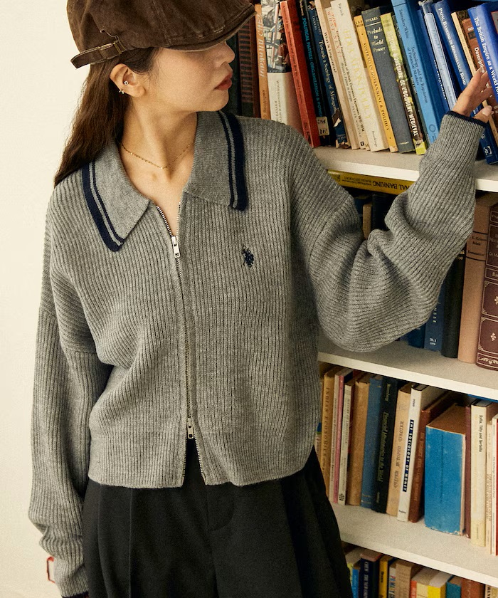 4月連線貨品 - 日本女裝POLO限定帶領口針織衫