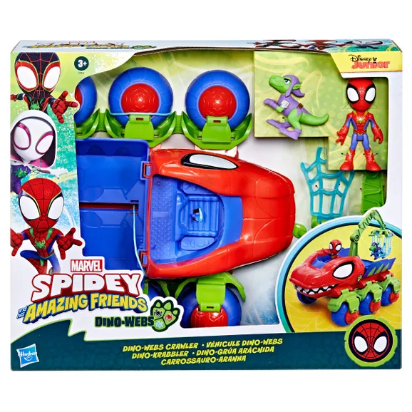 正版 Marvel Spidey and His Amazing Friends Dino-Webs Crawler 蜘蛛俠恐龍蜘蛛車連公仔 Q版蜘蛛俠玩具