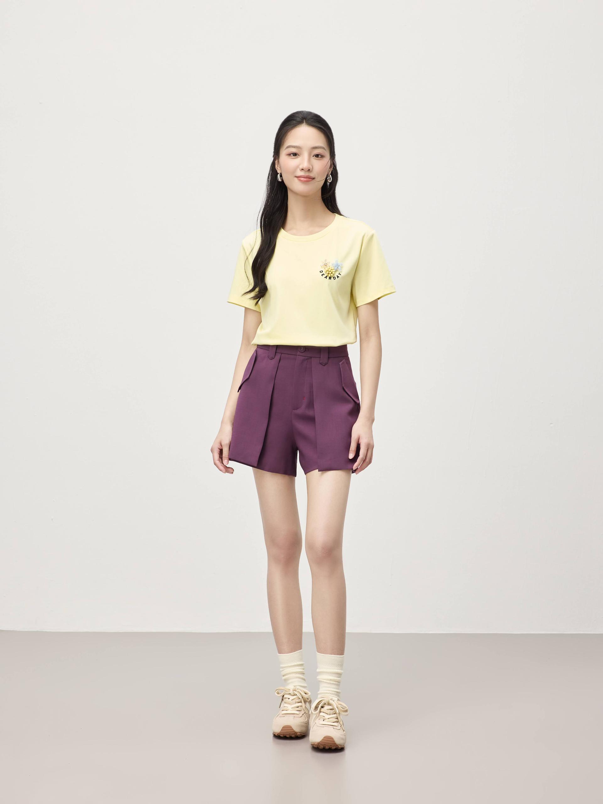 两侧装饰翻盖短裤  P0452