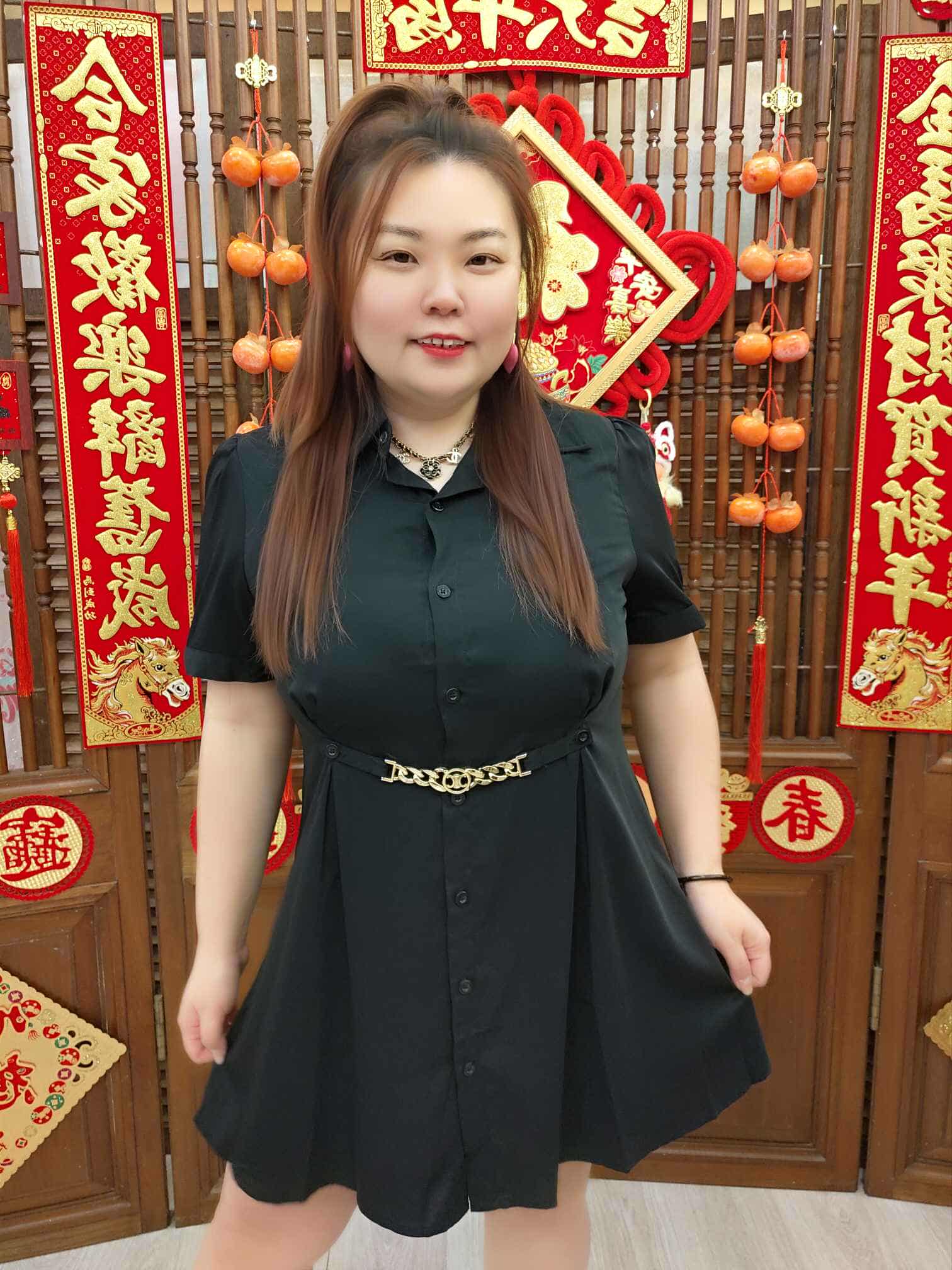 DBD07 TW#36321 金链可折设计连衣裙